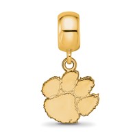 Sterling Silver Gold-plated LogoArt Clemson University Tiger Paw Small Dangle Bead Charm view 4