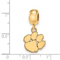 Sterling Silver Gold-plated LogoArt Clemson University Tiger Paw Small Dangle Bead Charm view 3