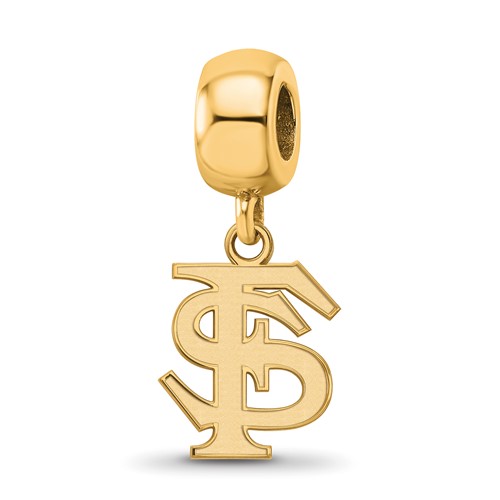 Sterling Silver Gold-plated LogoArt Florida State University F-s Small Dangle Bead Charm