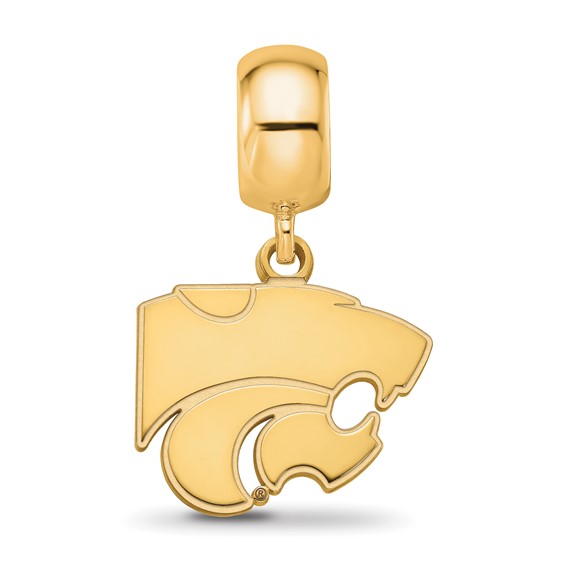 Sterling Silver Gold-plated LogoArt Kansas State University Wildcat Small Dangle Bead Charm