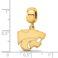 Sterling Silver Gold-plated LogoArt Kansas State University Wildcat Small Dangle Bead Charm view 2