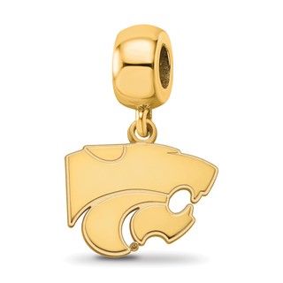 Sterling Silver Gold-plated LogoArt Kansas State University Wildcat Small Dangle Bead Charm