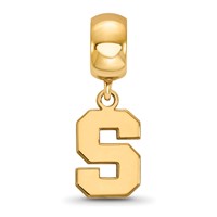 Sterling Silver Gold-plated LogoArt Michigan State University Letter S Small Dangle Bead Charm view 3