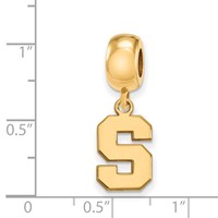 Sterling Silver Gold-plated LogoArt Michigan State University Letter S Small Dangle Bead Charm view 2
