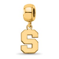 Sterling Silver Gold-plated LogoArt Michigan State University Letter S Small Dangle Bead Charm view 1