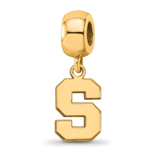 Sterling Silver Gold-plated LogoArt Michigan State University Letter S Small Dangle Bead Charm