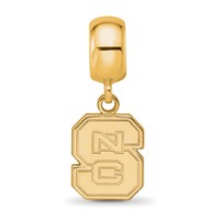 Sterling Silver Gold-plated LogoArt North Carolina State University N-c-s Small Dangle Bead Charm view 4