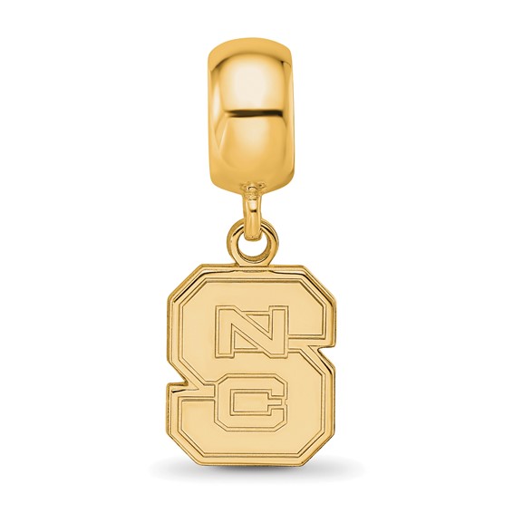 Sterling Silver Gold-plated LogoArt North Carolina State University N-C-S Small Dangle Bead Charm