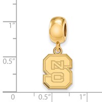 Sterling Silver Gold-plated LogoArt North Carolina State University N-c-s Small Dangle Bead Charm view 3
