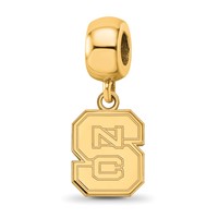Sterling Silver Gold-plated LogoArt North Carolina State University N-c-s Small Dangle Bead Charm view 1