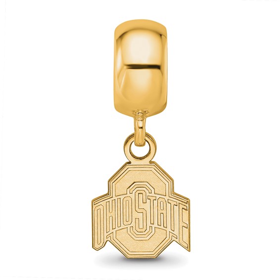 Sterling Silver Gold-plated LogoArt The Ohio State University Extra Small Dangle Bead Charm