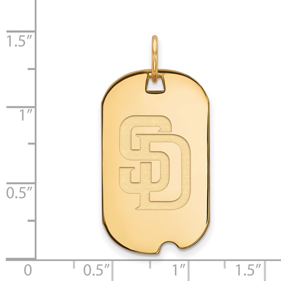 Sterling Silver Gold Plated Major League Baseball LogoArt San Diego Padres Dog Tag Pendant