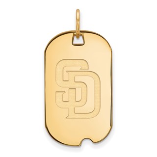 Sterling Silver Gold Plated Major League Baseball LogoArt San Diego Padres Dog Tag Pendant