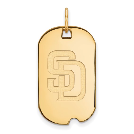 Sterling Silver Gold Plated Major League Baseball LogoArt San Diego Padres Dog Tag Pendant