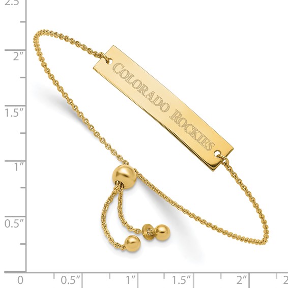 Sterling Silver Gold Plated Major League Baseball LogoArt Colorado Rockies Adjustable Bracelet