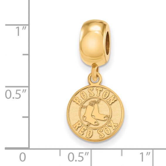 Sterling Silver Gold Plated Major League Baseball LogoArt Boston Red Sox Small Dangle Bead
