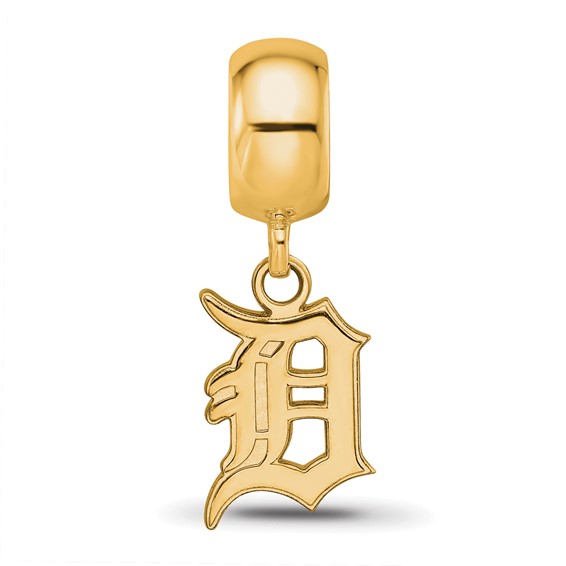Sterling Silver Gold Plated Major League Baseball LogoArt Detroit Tigers Small Dangle Bead
