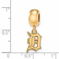 Sterling Silver Gold Plated Major League Baseball LogoArt Detroit Tigers Small Dangle Bead view 4