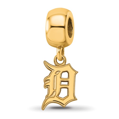 Sterling Silver Gold Plated Major League Baseball LogoArt Detroit Tigers Small Dangle Bead