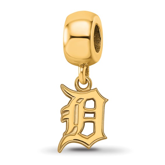 Sterling Silver Gold Plated Major League Baseball LogoArt Detroit Tigers Small Dangle Bead