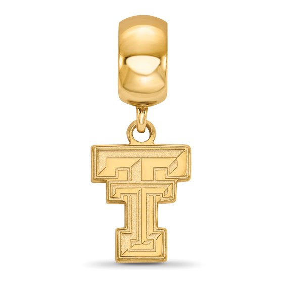 Sterling Silver Gold-plated LogoArt Texas Tech University T-T Small Dangle Bead Charm