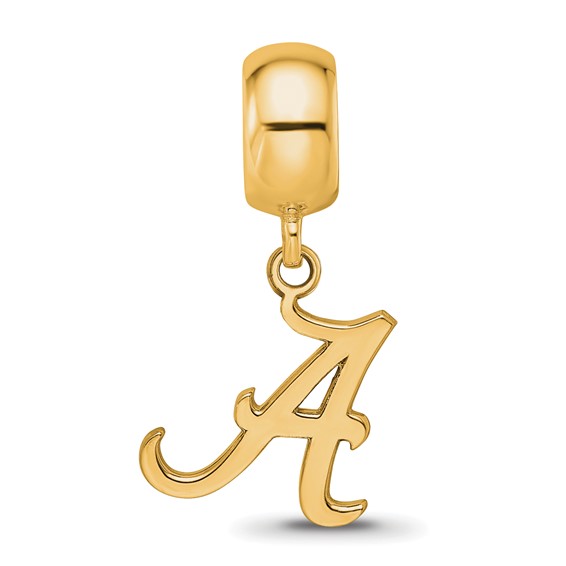 Sterling Silver Gold-plated LogoArt University of Alabama Letter A Small Dangle Bead Charm