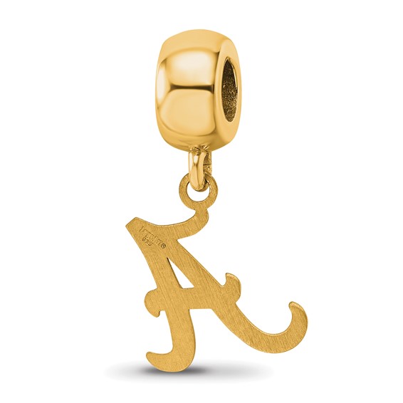 Sterling Silver Gold-plated LogoArt University of Alabama Letter A Small Dangle Bead Charm