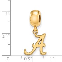 Sterling Silver Gold-plated LogoArt University of Alabama Letter a Small Dangle Bead Charm view 3