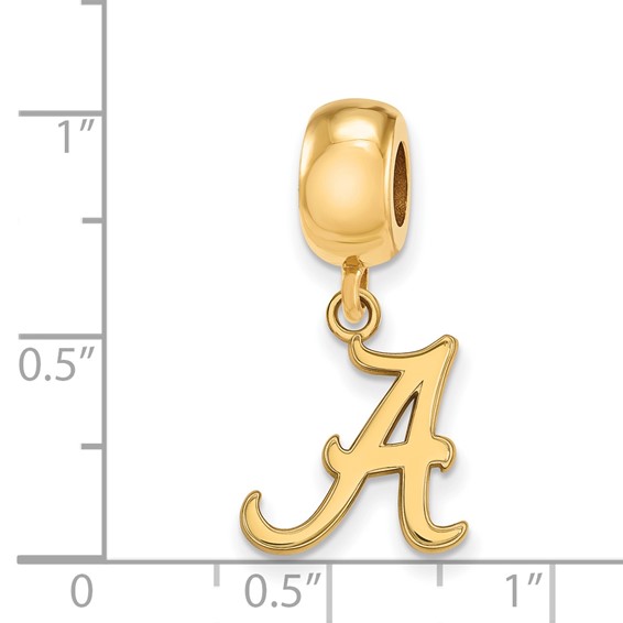 Sterling Silver Gold-plated LogoArt University of Alabama Letter A Small Dangle Bead Charm