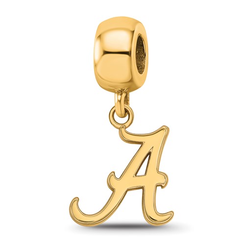 Sterling Silver Gold-plated LogoArt University of Alabama Letter a Small Dangle Bead Charm