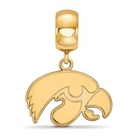 Sterling Silver Gold-plated LogoArt University of Iowa Hawk Small Dangle Bead Charm view 3