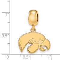 Sterling Silver Gold-plated LogoArt University of Iowa Hawk Small Dangle Bead Charm view 2