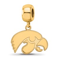 Sterling Silver Gold-plated LogoArt University of Iowa Hawk Small Dangle Bead Charm view 1