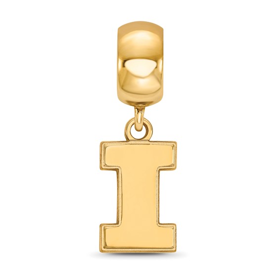 Sterling Silver Gold-plated LogoArt University of Illinois Letter I Small Dangle Bead Charm
