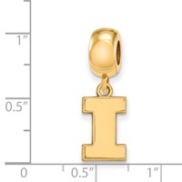 Sterling Silver Gold-plated LogoArt University of Illinois Letter I Small Dangle Bead Charm view 2