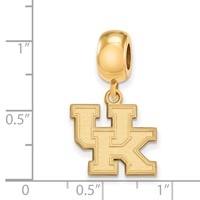Sterling Silver Gold-plated LogoArt University of Kentucky U-k Small Dangle Bead Charm view 3