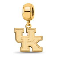 Sterling Silver Gold-plated LogoArt University of Kentucky U-k Small Dangle Bead Charm view 1