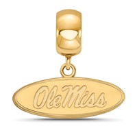 Sterling Silver Gold-plated LogoArt University of Mississippi Ole Miss Small Oval Dangle Bead Charm view 3