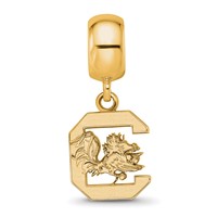 Sterling Silver Gold-plated LogoArt University of South Carolina Small Dangle Bead Charm view 4
