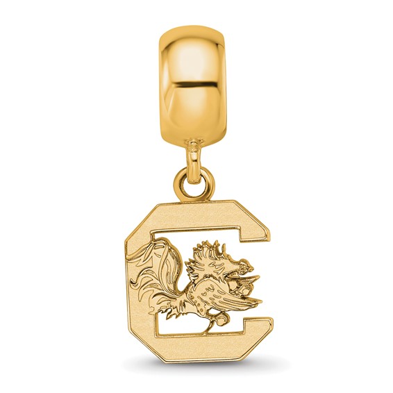 Sterling Silver Gold-plated LogoArt University of South Carolina Small Dangle Bead Charm