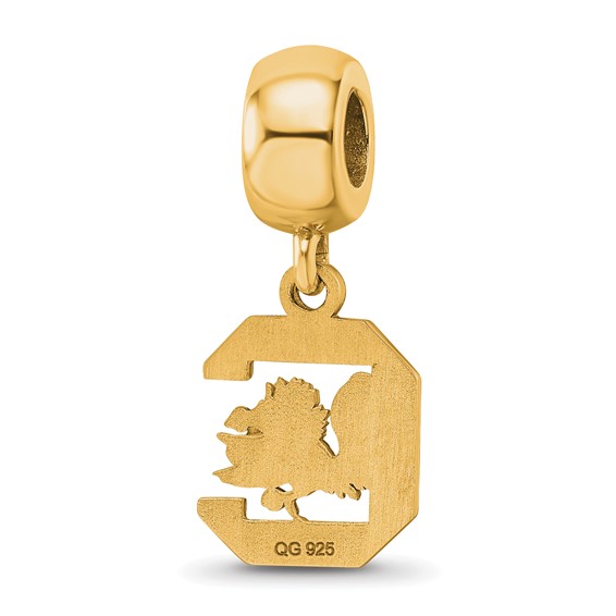 Sterling Silver Gold-plated LogoArt University of South Carolina Small Dangle Bead Charm