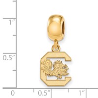 Sterling Silver Gold-plated LogoArt University of South Carolina Small Dangle Bead Charm view 3