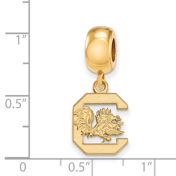 Sterling Silver Gold-plated LogoArt University of South Carolina Small Dangle Bead Charm