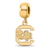 Sterling Silver Gold-plated LogoArt University of South Carolina Small Dangle Bead Charm view 1
