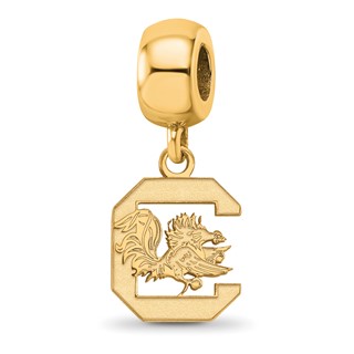 Sterling Silver Gold-plated LogoArt University of South Carolina Small Dangle Bead Charm