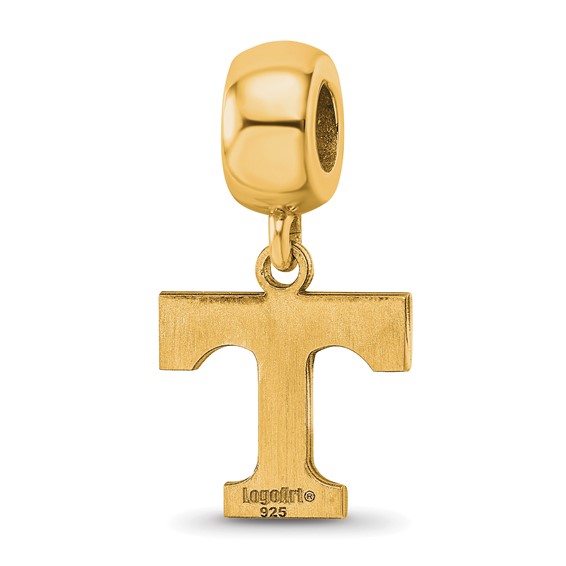 Sterling Silver Gold-plated LogoArt University of Tennessee Letter T Small Dangle Bead Charm