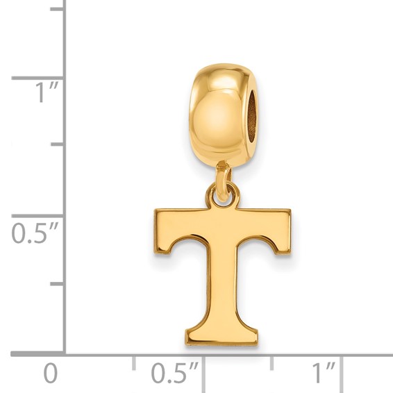 Sterling Silver Gold-plated LogoArt University of Tennessee Letter T Small Dangle Bead Charm