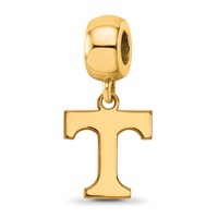 Sterling Silver Gold-plated LogoArt University of Tennessee Letter T Small Dangle Bead Charm view 1