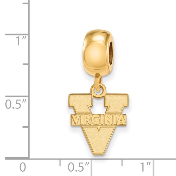 Sterling Silver Gold-plated LogoArt University of Virginia Small Dangle Bead Charm