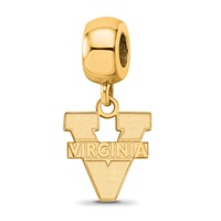 Sterling Silver Gold-plated LogoArt University of Virginia Small Dangle Bead Charm view 1
